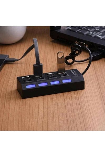 VENGI 4 منافذ USB Hub معدد 4 قطع كابل Usp PC 2.0 مع مفتاح إضاءة LED