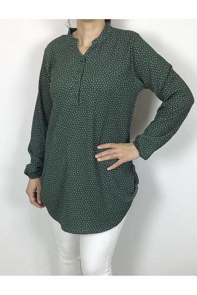 ECE GİYİM Μπλούζα Lycra με τέσσερα κουμπιά και πλαϊνά κουμπιά - ανοιχτό γιακά και ελαστικό μανίκι
