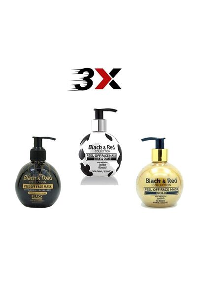 Black Red Peel-Off Face Mask Set of 3