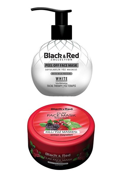 Black Red Black & Red Peel Off White Face Mask Facial Therapy 250 ml Clay Face Mask with Forest Fruits 400gr