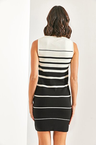 Bianco Lucci Dámské pruhované pletené šaty bez rukávů