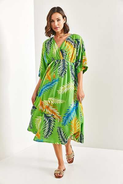 Bianco Lucci Γυναικείο φόρεμα με διπλό στήθος με σχισμή στο λαιμό μπροστά