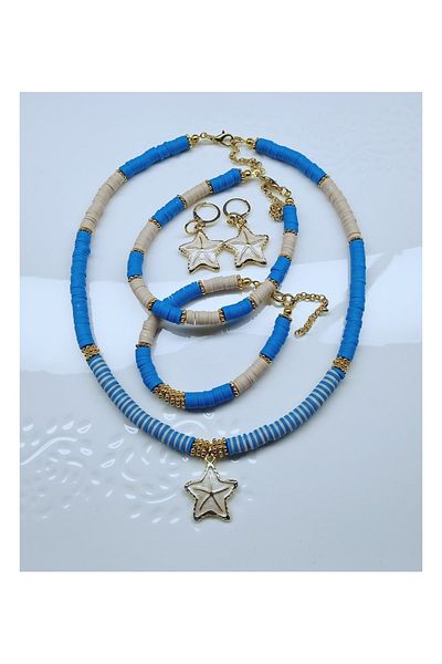 Denis Bujiteri Women's Fimo 40cm Necklace 15cm Bracelet 20cm Anklet and Earrings Set