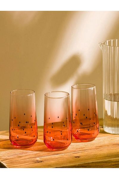 LC Waikiki LCW HOME 3-Piece Glass Cup Set - Printed, 470 Ml