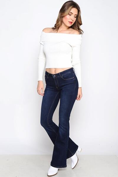 BROSERER Stella Dark Blue Flare Jeans Ψηλόμεσο Power Lycra Τζιν παντελόνι