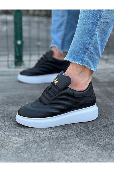 Joy Man J094 Pantof casual pentru bărbați, cu talpă ortopedică, cu șireturi, BT Negru