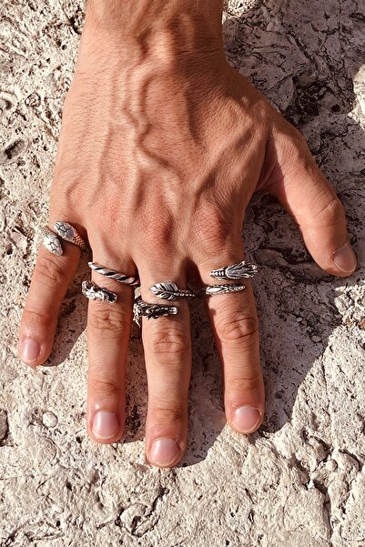 CAPO by Aytaç Yamaç Ayarlanabilir 4lü Yüzük Seti Ejderha Ve Yılan Yüzük Set