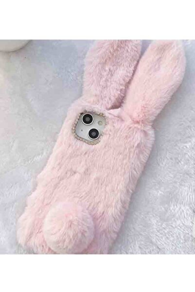 Coverzone Samsung Galaxy A11 Uyumlu Kılıf Peluş Tüylü Tavşan Kulak Silikon Tp...