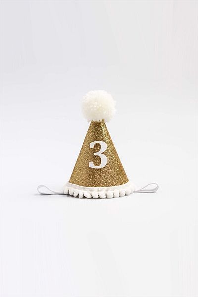 Le Mabelle Κορώνα γενεθλίων με χοάνη Pompon Age 3 - Ecru
