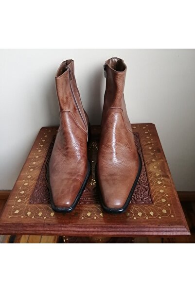 Butik Tülin Unisex hakiki deri yakma pütürlü taba antik yumuşak fermuarlı neolit tabanlı bot