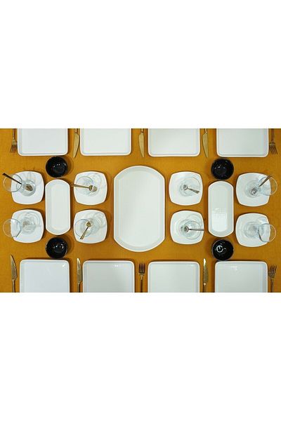 Akkoyunlu home 23-Piece-Square-White Breakfast Set for 8 People 23-PIECE-SQUARE-WHITE LUXURY BREAKFAST SET