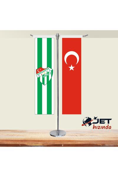 Jethızında Bursa Spor Ve Türk Bayrağı 2'li T Masa Bayrağı Takımı