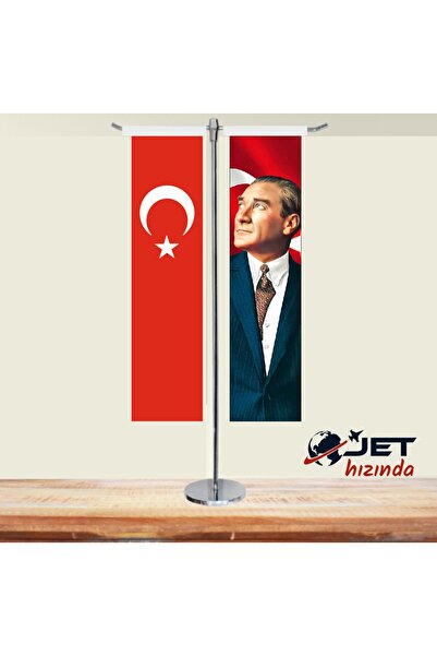 JR Jetreklam Türk Bayrağı Ve Atatürk 2'li T Masa Bayrağı Takımı