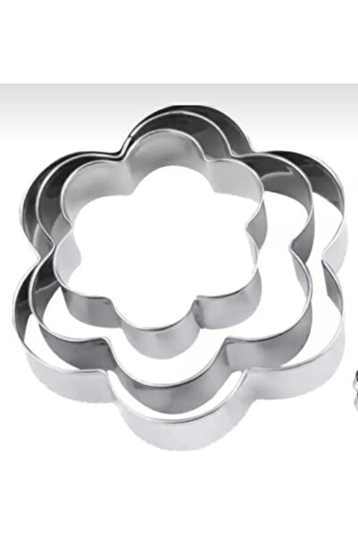CEPHOME 3-Piece Metal Flower Shaped Cookie Cutter Mold