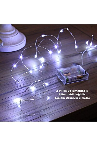 SULED Sl-1036 - 3 Metre Beyaz Peri Led, Dekor Işık Beyaz Dekoratif Lamba Yılbaşı Çam Ağacı Ev Süslemeli