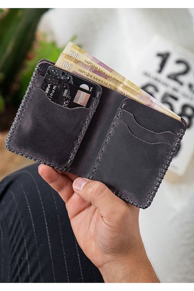 Niki Leather Χειροποίητη θήκη για δερμάτινο πορτοφόλι Kane Grey