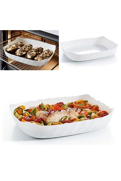 Luminarc Large Baking Pot - 29X23 Rectangular, Pasta Pastry and Carnivorous Tray, Cake Serving Pot