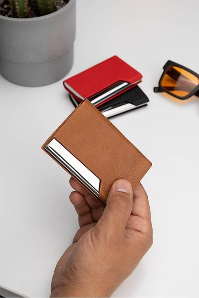 Niki Leather Θήκη κάρτας με μαγνητικό κάλυμμα Iron Tan