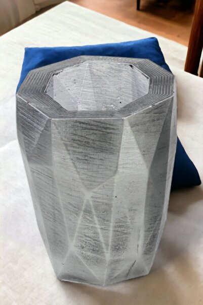 Kaktüs Saksı Dünyası El Yapımı Saksı Gümüş Eskitme Premium Kalite Dekoratif S...