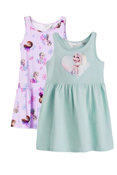 Pink Hippo Kids Girls' Frozen Elsa Printed Sleeveless Summer Dresses (Set of 2)