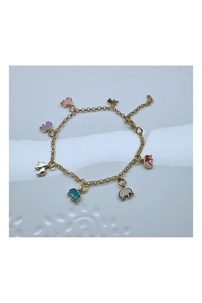 Denis Bujiteri Women's 20cm Extension Chain Anklet, 7 Elephants