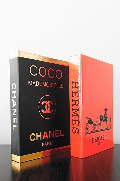BayCazip Black Gilt and Orange Themed 2-Piece Decorative Book Box Set