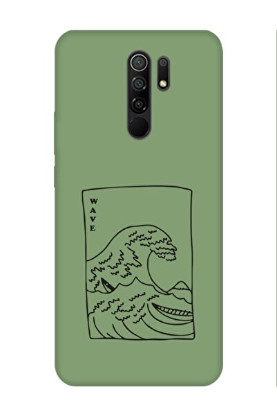 frondcase حافظة لهاتف Redmi 9 كاناجاوا ويف باللون الأخضر