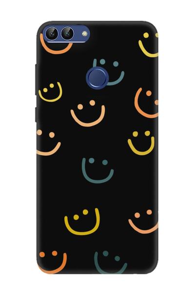 frondcase حافظة هاتف هواوي بي سمارت إيموجي وجه مبتسم باللون الأسود