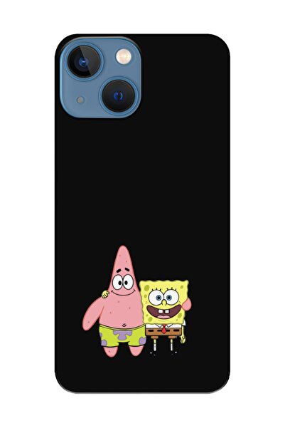 frondcase حافظة هاتف آيفون 13 ميني سبونج بوب وباتريك ستار باللون الأسود