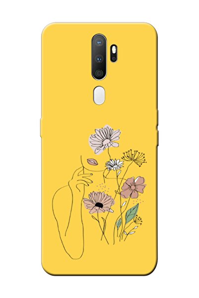 frondcase Oppo A9 2020 Kadın Çiçek Sarı Telefon Kılıfı