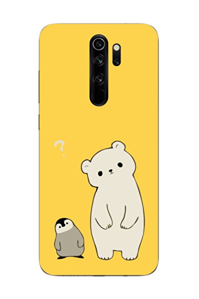 frondcase Redmi Note 8 Pro Penguen Ve Ayıcık Sarı Telefon Kılıfı