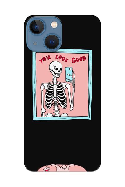 frondcase حافظة هاتف آيفون 13 ميني تبدو جيدة بهيكل عظمي أسود