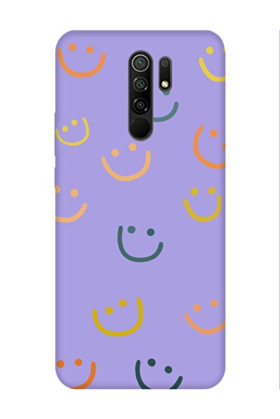 frondcase حافظة هاتف Redmi 9 Emoji Smiley Face أرجواني