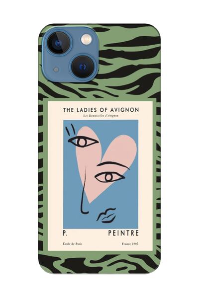 frondcase حافظة هاتف آيفون 13 ميني زيبرا بيكاسو باللون الأخضر