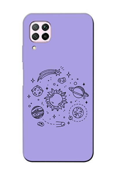 frondcase Huawei P40 Lite Gezegen Lila Telefon Kılıfı