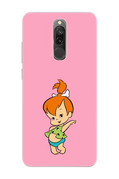 frondcase Redmi 8 Taş Devri Kız Bebek Pembe Telefon Kılıfı