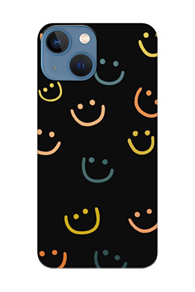 frondcase حافظة هاتف آيفون 13 ميني إيموجي وجه مبتسم باللون الأسود