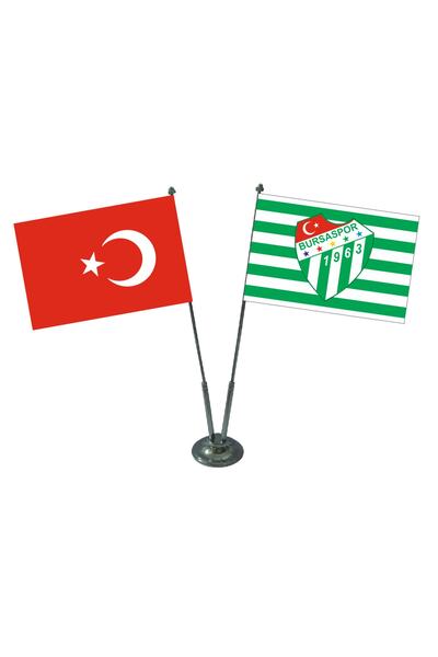 Jethızında Bursa Spor Traftar Tuğralı 2'li Masa Bayrağı Takımı