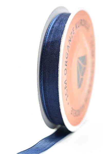 E Elmas Lacivert Organze Kurdele (1cm-20m)