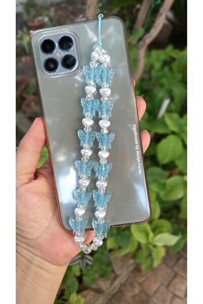 Atolye Ferda حلية هاتف ساحرة مُزينة بلؤلؤ على شكل فراشة صغيرة