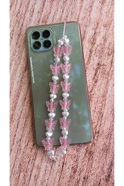 Atolye Ferda Mini Kelebek Detaylı İncili Telefon Charmı Telefon Süsü