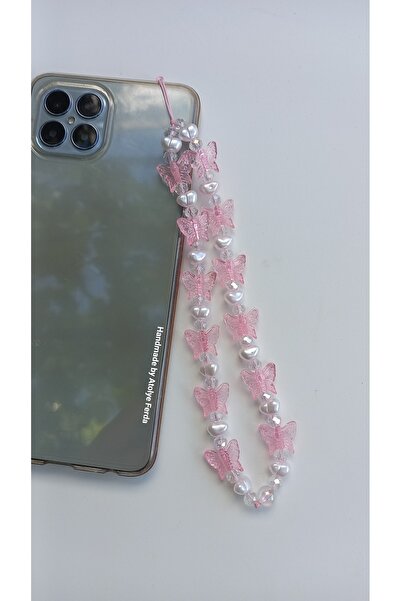 Atolye Ferda Mini Kelebek Detaylı İncili Telefon Charmı Telefon Süsü