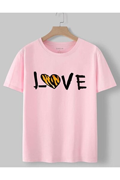 Revasser KİDS Kız Çocuk Oversize Pembe Love Baskılı T-shirt love-