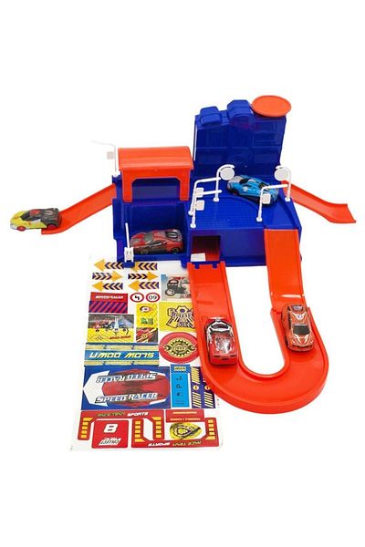 Toysan 5 مجموعة ألعاب سيارات السباق المعدنية والمرآب TOY-33، مجموعة المرآب والسيارات للأطفال