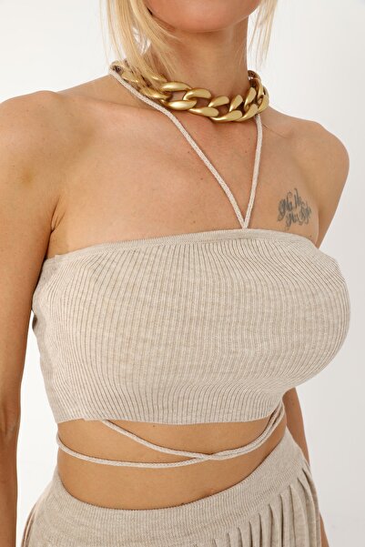 Dreamlike Özel Tasarım Beli Lastikli Pileli Rahat Ve Şık Triko Mini Etek