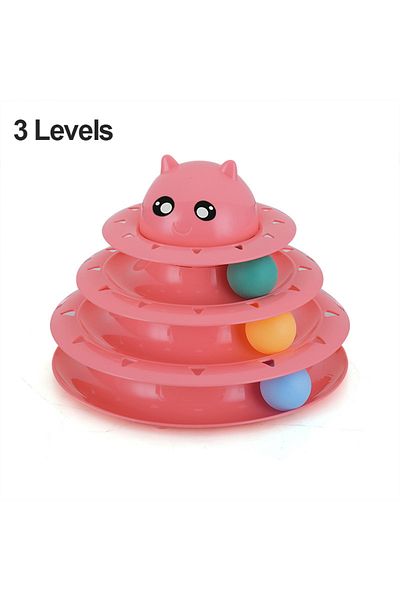 ENASHOP 3-Layer Cat Toy with Cat HeadPink