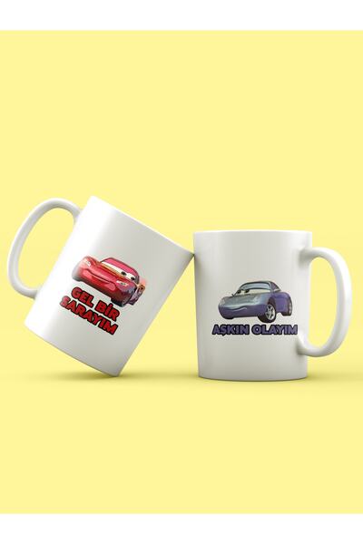 Namgo Sevgililere Özel 2'li Mcqueen & Sally Hediyelik Beyaz Kupa Çeşitleri (2...