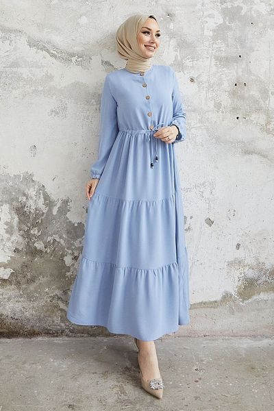 InStyle Φόρεμα Ayrobin με κουμπιά Pamela - Baby Blue