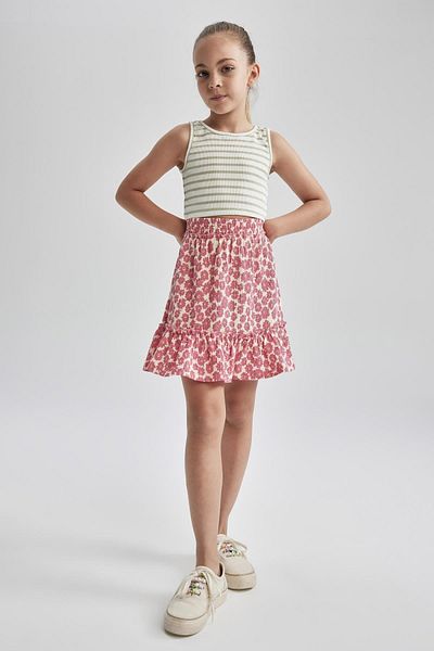 DeFacto Patterned Flared SKirt - Girl