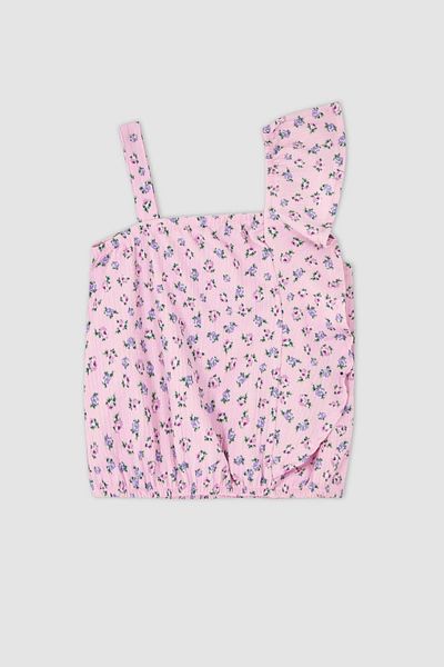 DeFacto Girl's Floral Strappy Blouse and Shorts 2-Piece Set